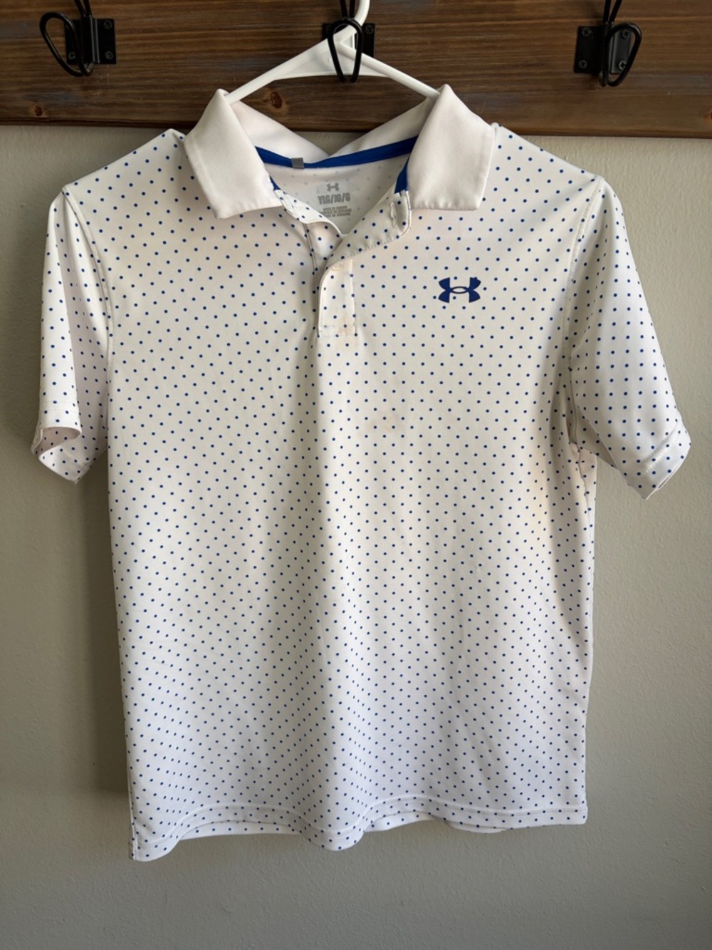 Under Armour White Polo with Small Blue Dot Print